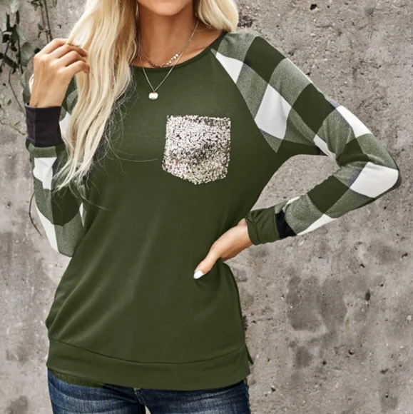 💜 New Plaid Sleeve Top - Picture 5 of 7